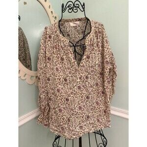 Xirena Romi Blouse Cream Floral Print Cotton Medium  Long Sleeve Top